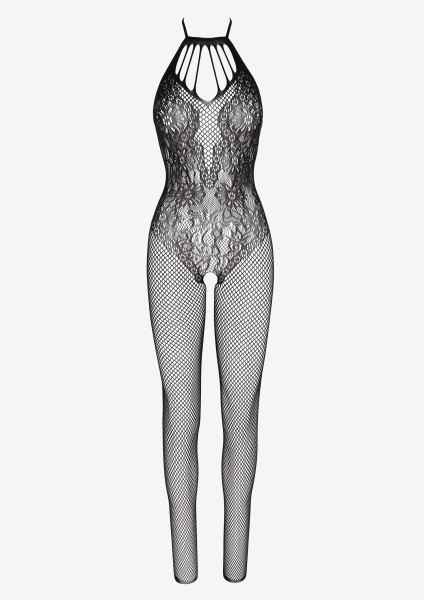 Marilyn - Bodystocking en résille effet dentelle avec l’entrejambe ouvert